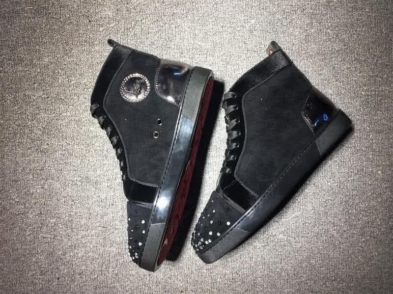 Christian Louboutin High Top Suede All Black And Rhinestones On Toe Cap 5
