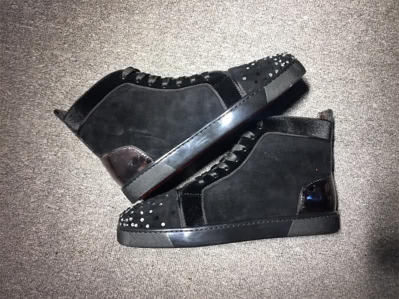 Christian Louboutin High Top Suede All Black And Rhinestones On Toe Cap 10