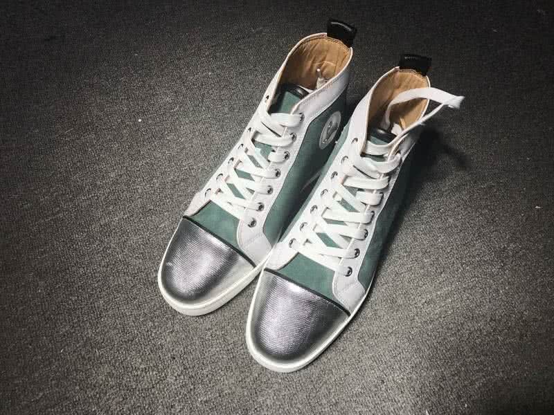 Christian Louboutin High Top Suede Green And Silver Black Patent Leather 1