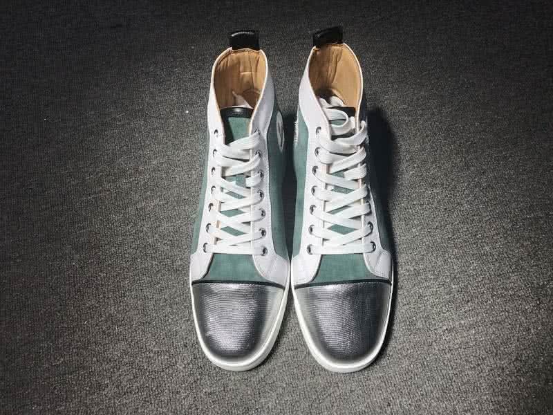 Christian Louboutin High Top Suede Green And Silver Black Patent Leather 2