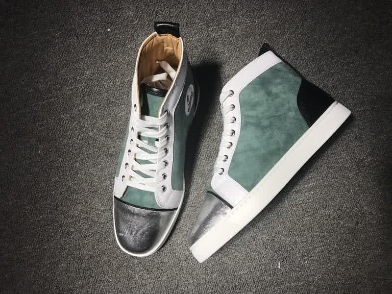 Christian Louboutin High Top Suede Green And Silver Black Patent Leather 3