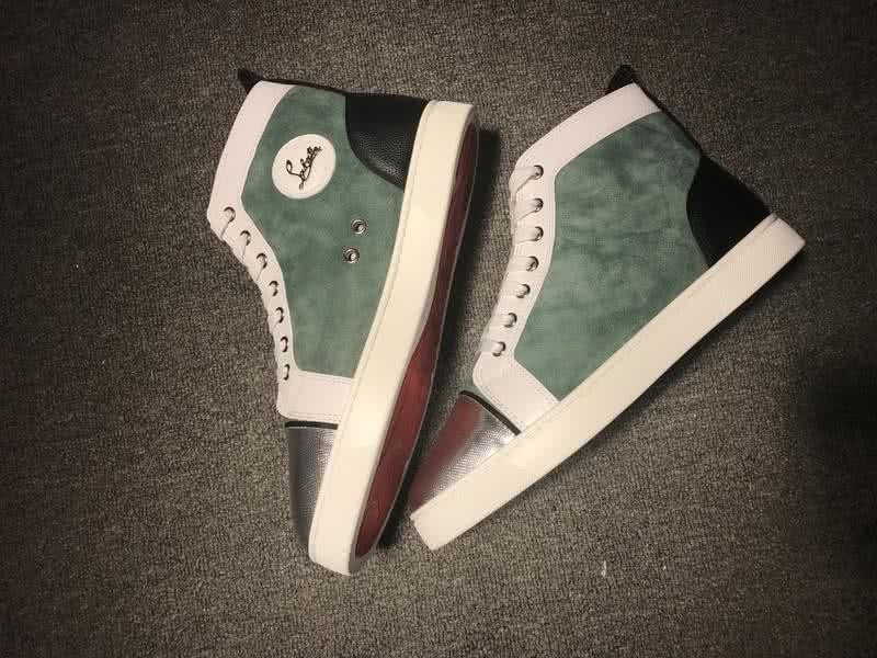 Christian Louboutin High Top Suede Green And Silver Black Patent Leather 4