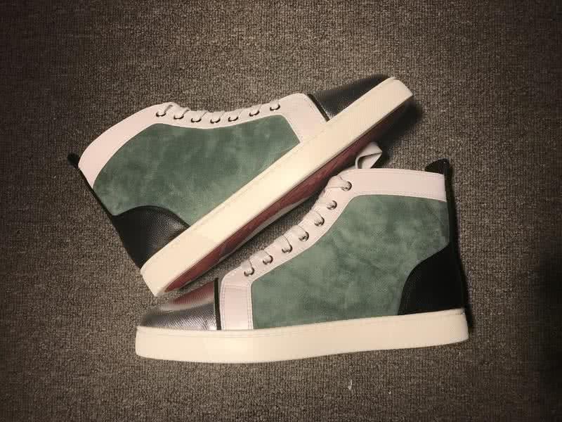 Christian Louboutin High Top Suede Green And Silver Black Patent Leather 9
