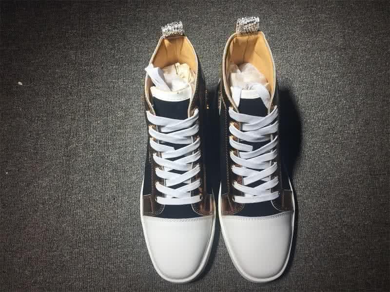 Christian Louboutin High Top Suede Black White Silver 2