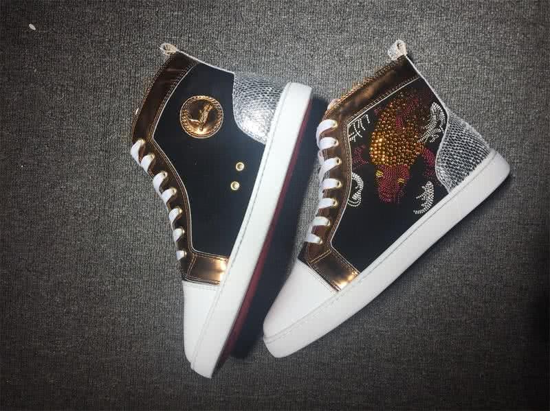 Christian Louboutin High Top Suede Black White Silver 4