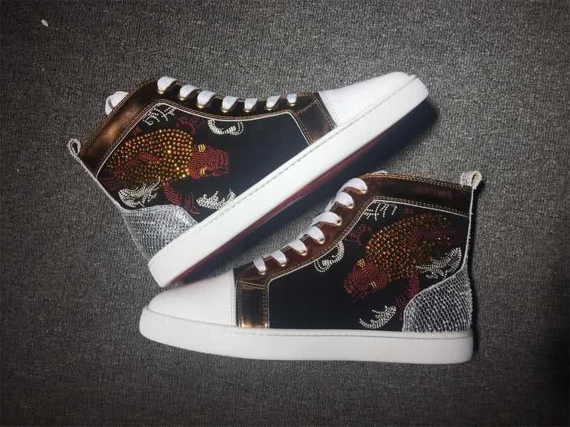 Christian Louboutin High Top Suede Black White Silver 9