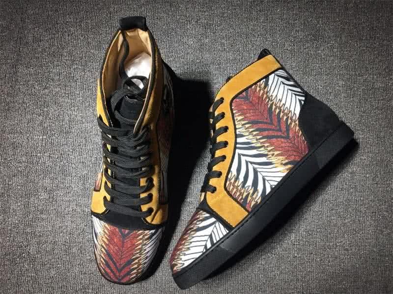 Christian Louboutin High Top Suede Yellow Black And Paintings 3