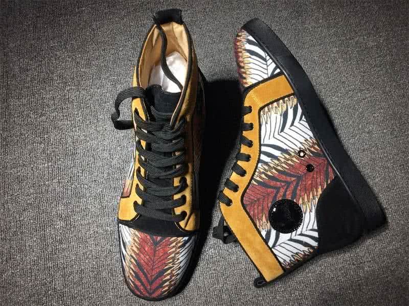Christian Louboutin High Top Suede Yellow Black And Paintings 6
