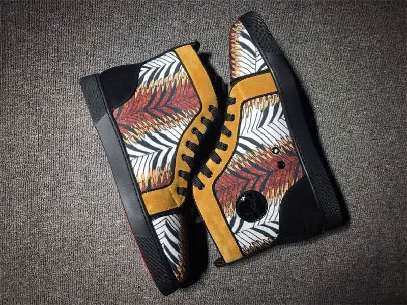 Christian Louboutin High Top Suede Yellow Black And Paintings 7