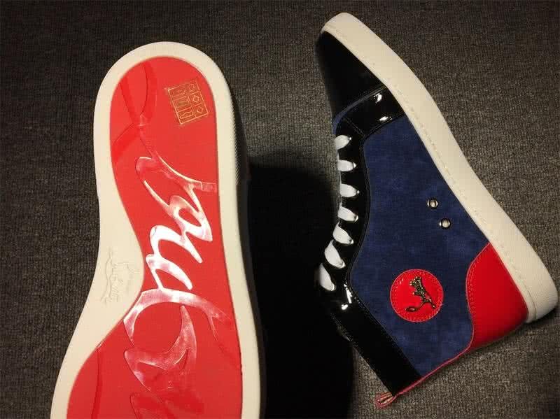 Christian Louboutin High Top Suede Blue And Black Red Patent Leather 8