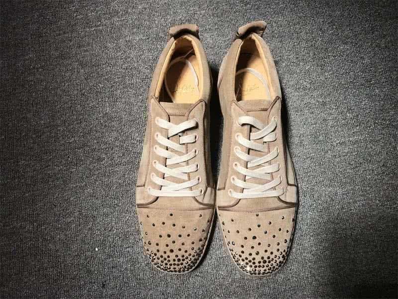 Christian Louboutin Low Top Lace-up Light Camel Suede And Rhinestone 2