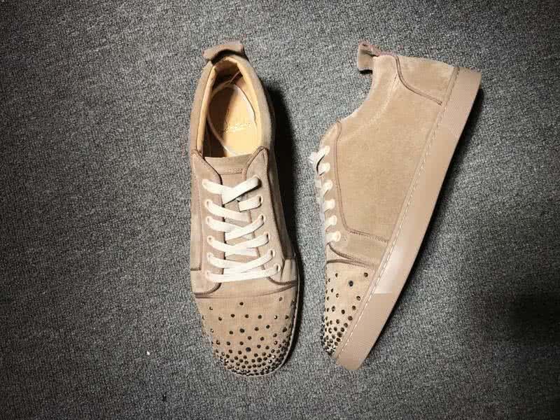 Christian Louboutin Low Top Lace-up Light Camel Suede And Rhinestone 3