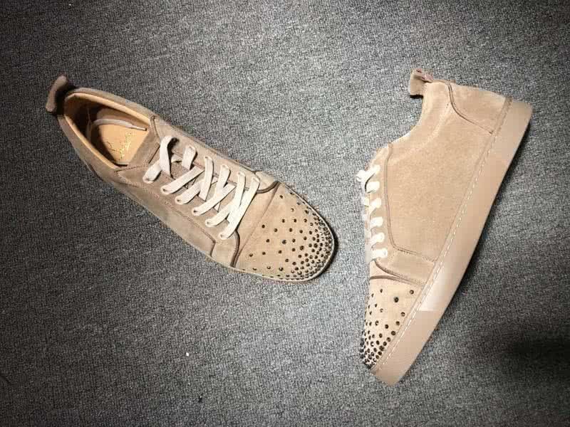 Christian Louboutin Low Top Lace-up Light Camel Suede And Rhinestone 4