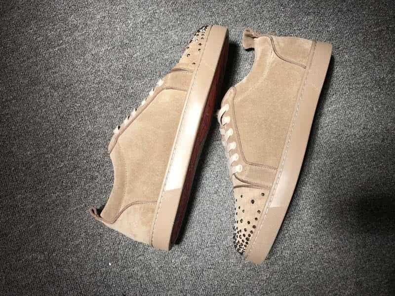 Christian Louboutin Low Top Lace-up Light Camel Suede And Rhinestone 5