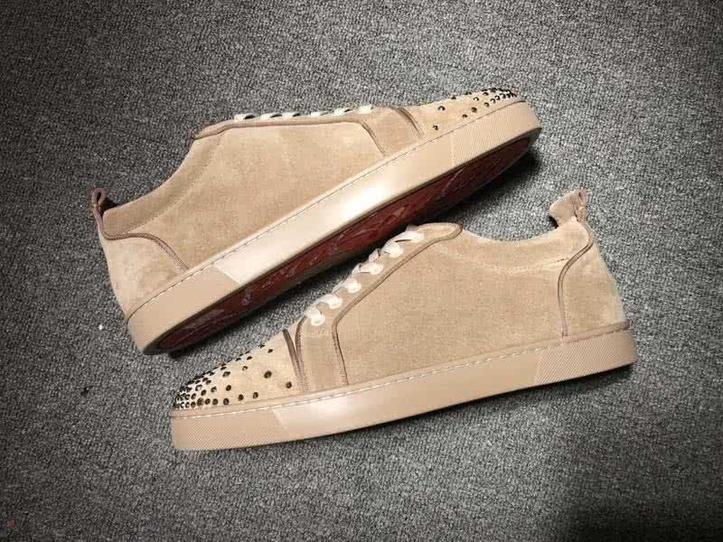 Christian Louboutin Low Top Lace-up Light Camel Suede And Rhinestone 9