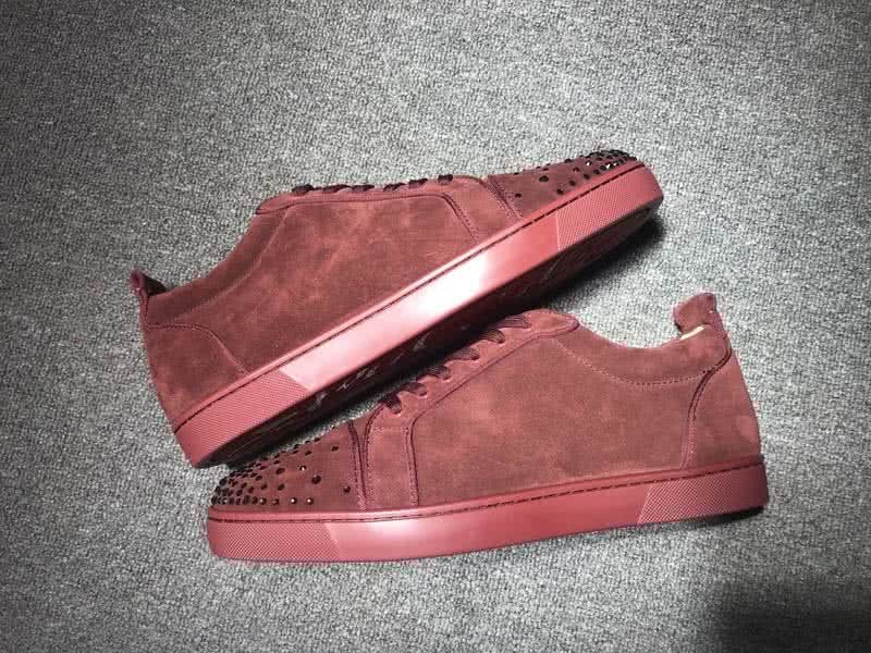 Christian Louboutin Low Top Lace-up Dark Wine Suede And Rhinestone 9