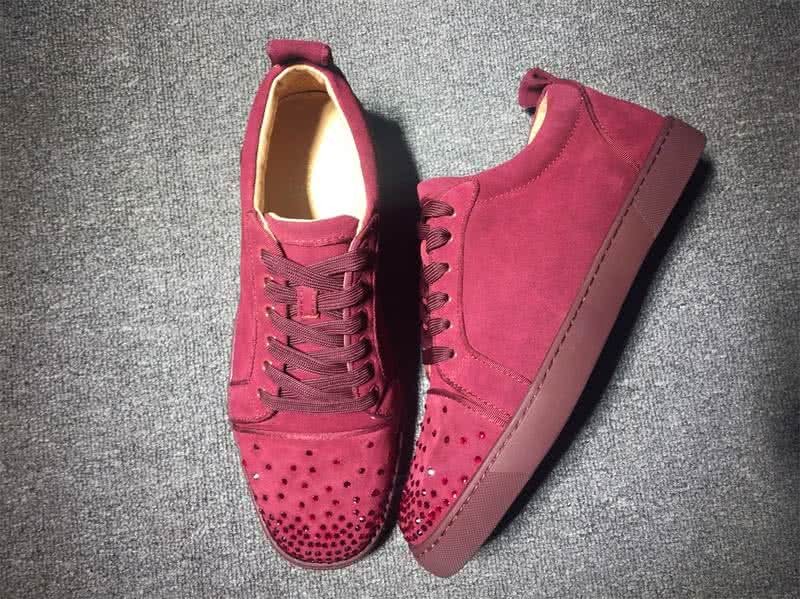 Christian Louboutin Low Top Lace-up Wine Suede And Rhinestones 3