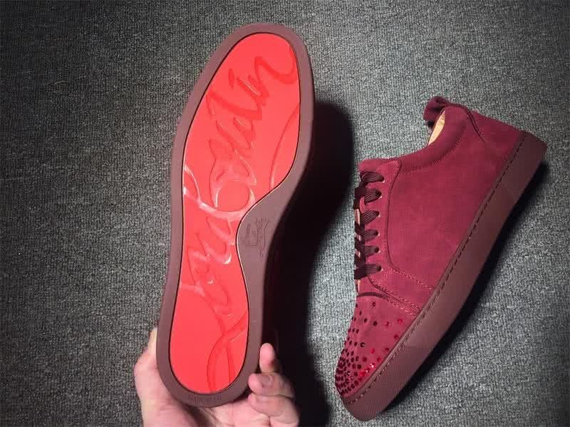 Christian Louboutin Low Top Lace-up Wine Suede And Rhinestones 8