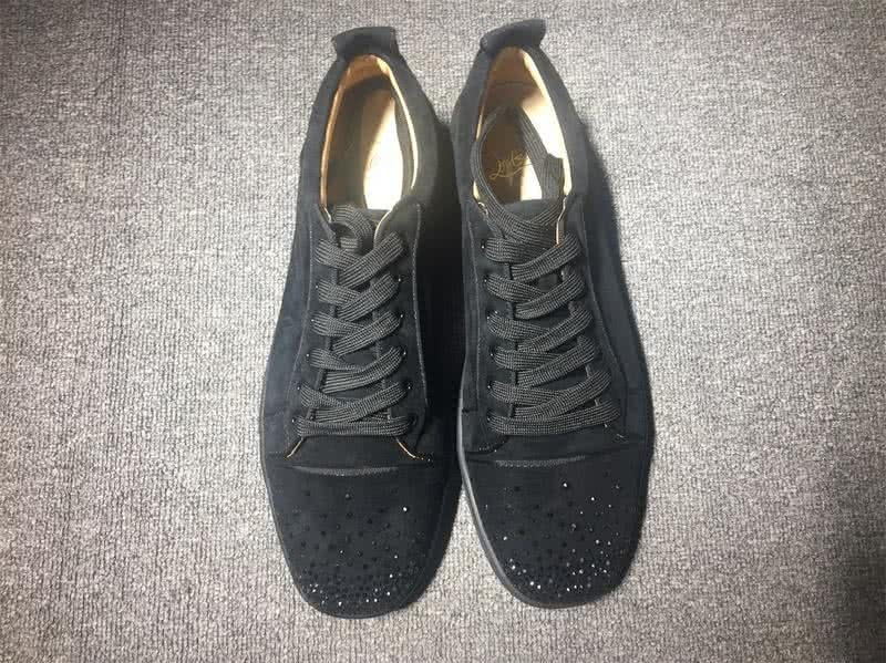 Christian Louboutin Low Top Lace-up Black Suede Rhinestone 2
