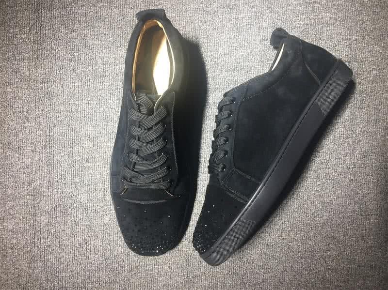 Christian Louboutin Low Top Lace-up Black Suede Rhinestone 3