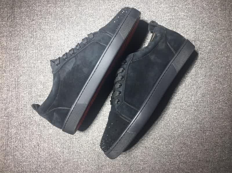 Christian Louboutin Low Top Lace-up Black Suede Rhinestone 6
