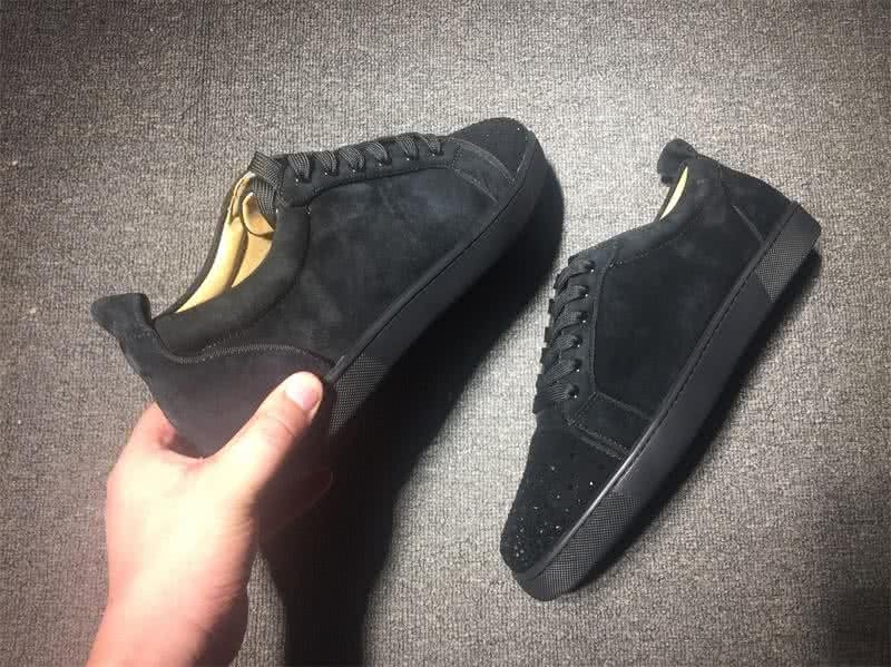 Christian Louboutin Low Top Lace-up Black Suede Rhinestone 7