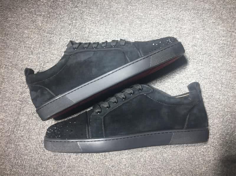 Christian Louboutin Low Top Lace-up Black Suede Rhinestone 9