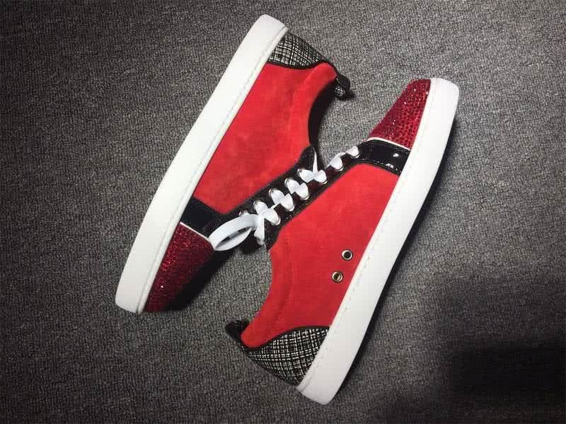 Christian Louboutin Low Top Lace-up Red Black White Red Rhinestone 9