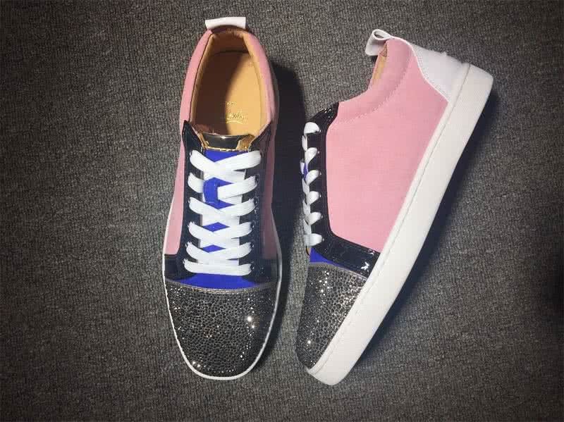Christian Louboutin Low Top Lace-up Pink White Blue Black And Rhinestone 2