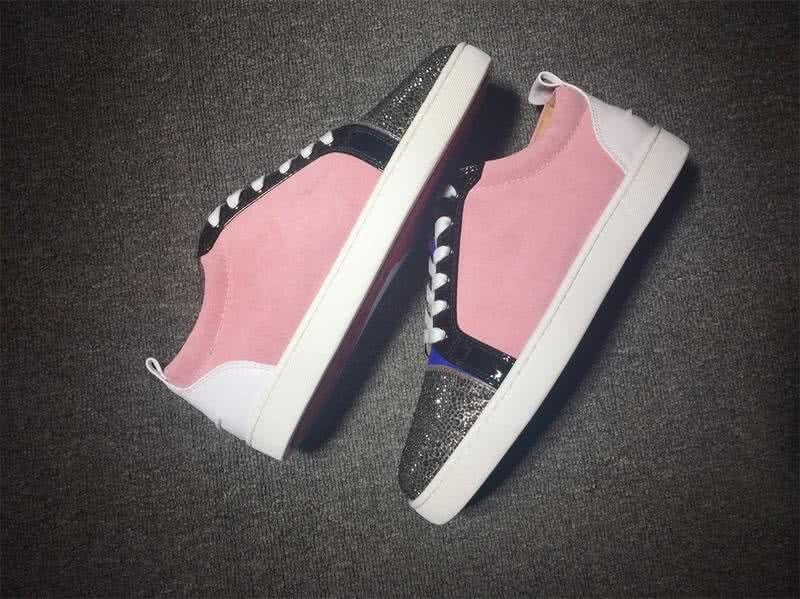 Christian Louboutin Low Top Lace-up Pink White Blue Black And Rhinestone 5