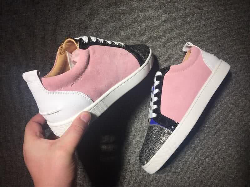 Christian Louboutin Low Top Lace-up Pink White Blue Black And Rhinestone 7