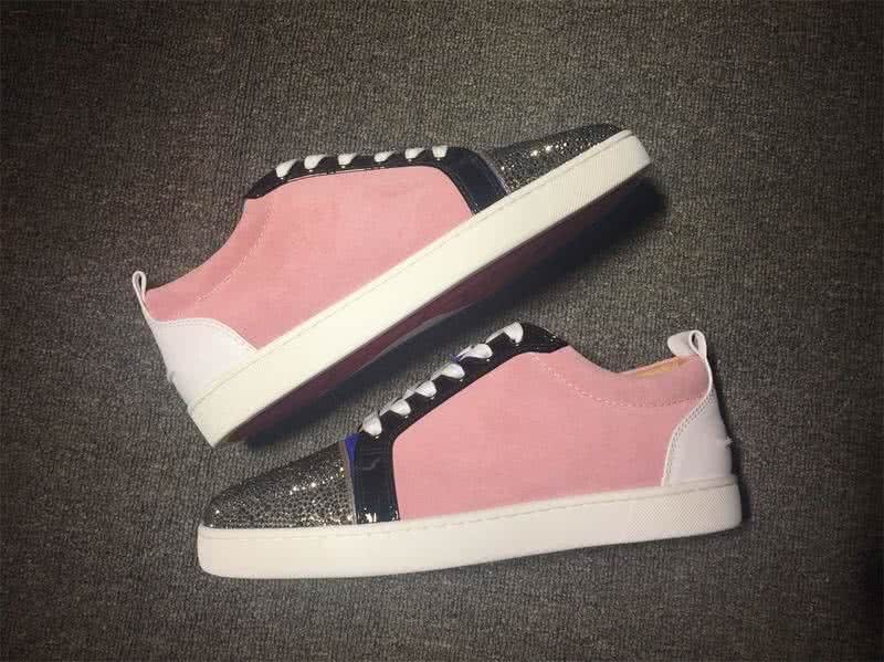 Christian Louboutin Low Top Lace-up Pink White Blue Black And Rhinestone 9