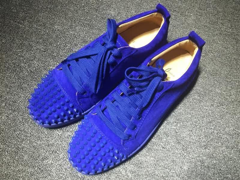 Christian Louboutin Low Top Lace-up Purple Blue Suede And Rivets On Toe Cap 1