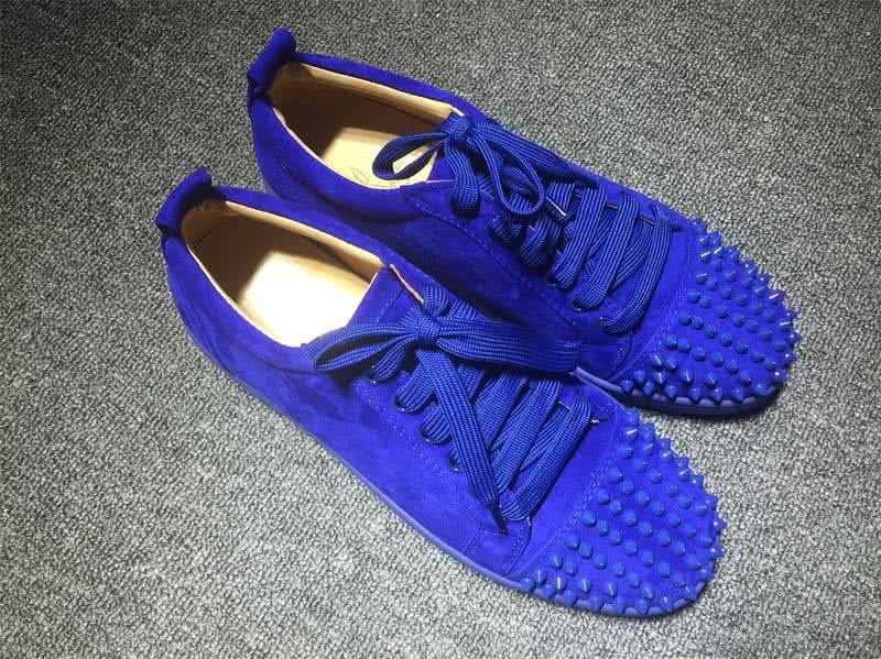 Christian Louboutin Low Top Lace-up Purple Blue Suede And Rivets On Toe Cap 3