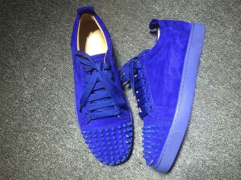 Christian Louboutin Low Top Lace-up Purple Blue Suede And Rivets On Toe Cap 2