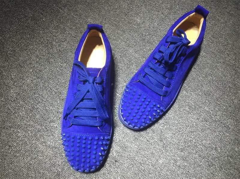 Christian Louboutin Low Top Lace-up Purple Blue Suede And Rivets On Toe Cap 4