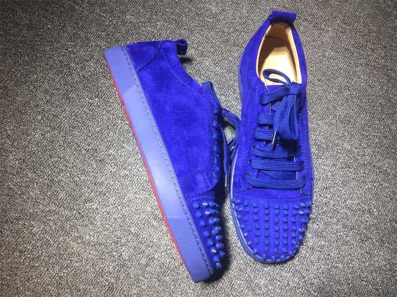 Christian Louboutin Low Top Lace-up Purple Blue Suede And Rivets On Toe Cap 6