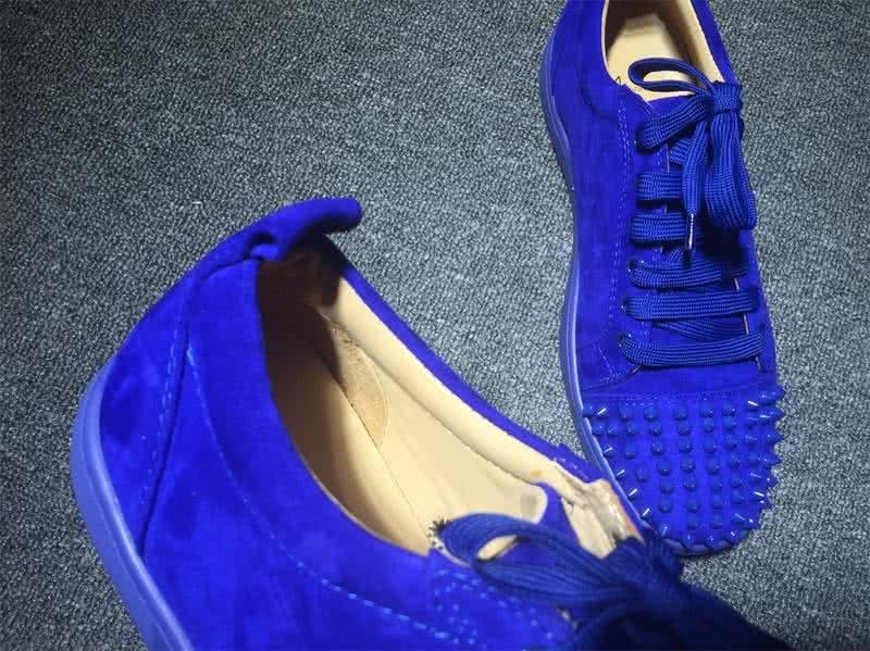Christian Louboutin Low Top Lace-up Purple Blue Suede And Rivets On Toe Cap 5