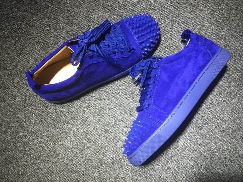 Christian Louboutin Low Top Lace-up Purple Blue Suede And Rivets On Toe Cap 7