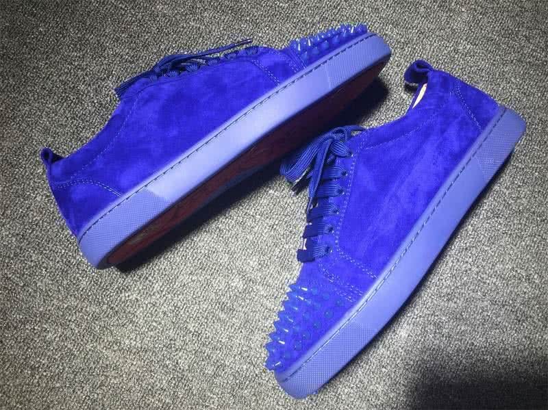 Christian Louboutin Low Top Lace-up Purple Blue Suede And Rivets On Toe Cap 8