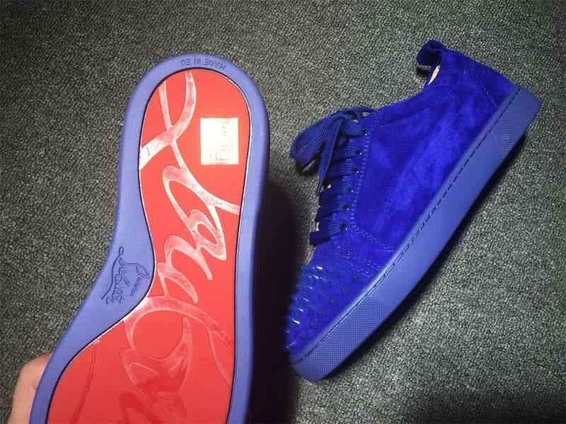 Christian Louboutin Low Top Lace-up Purple Blue Suede And Rivets On Toe Cap 9