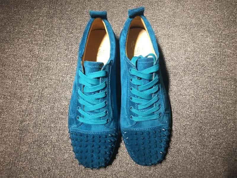 Christian Louboutin Low Top Lace-up Blue Suede And Rivets On Toe Cap 3