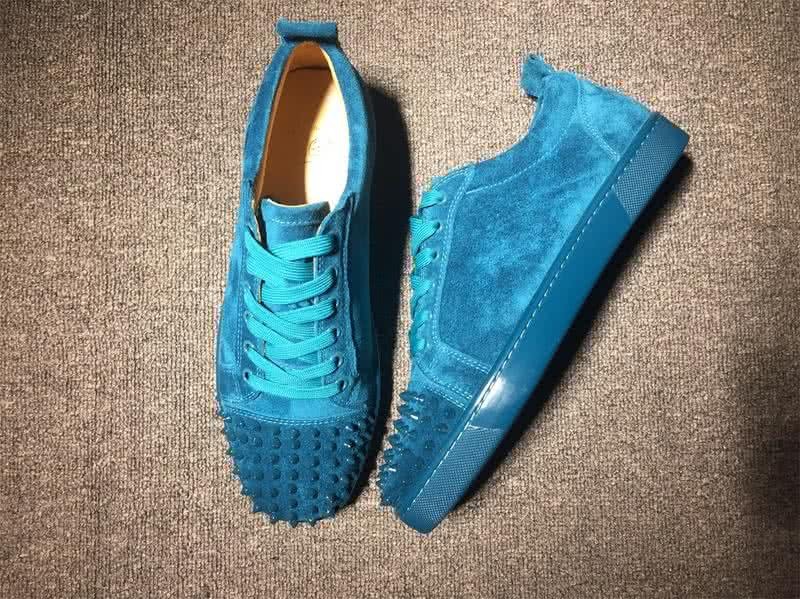 Christian Louboutin Low Top Lace-up Blue Suede And Rivets On Toe Cap 2