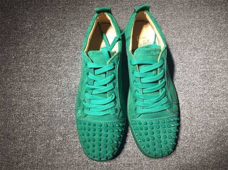 Christian Louboutin Low Top Lace-up Green Suede And Rivets On Toe Cap 2