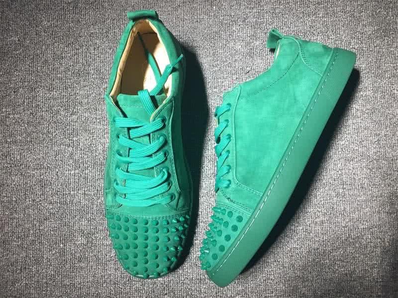 Christian Louboutin Low Top Lace-up Green Suede And Rivets On Toe Cap 3