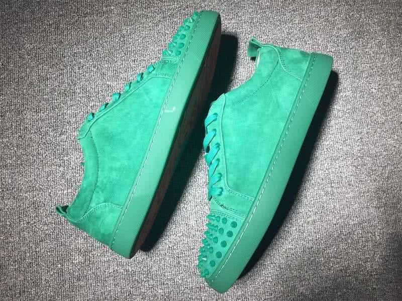 Christian Louboutin Low Top Lace-up Green Suede And Rivets On Toe Cap 5