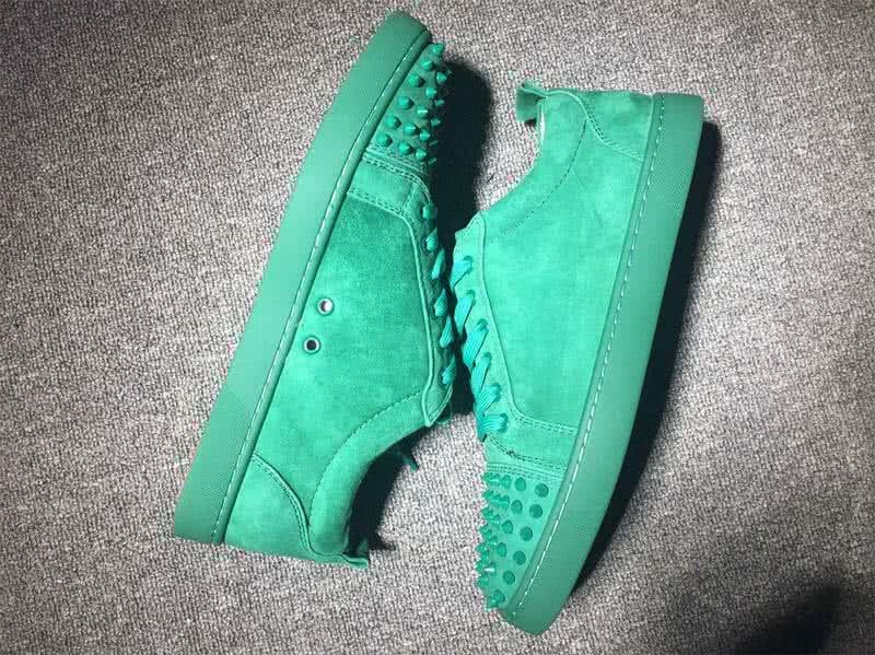 Christian Louboutin Low Top Lace-up Green Suede And Rivets On Toe Cap 6