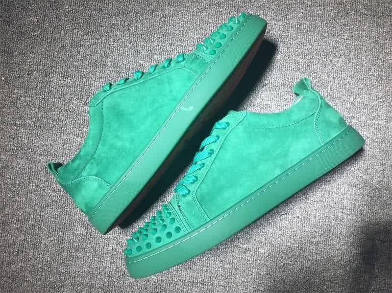Christian Louboutin Low Top Lace-up Green Suede And Rivets On Toe Cap 7