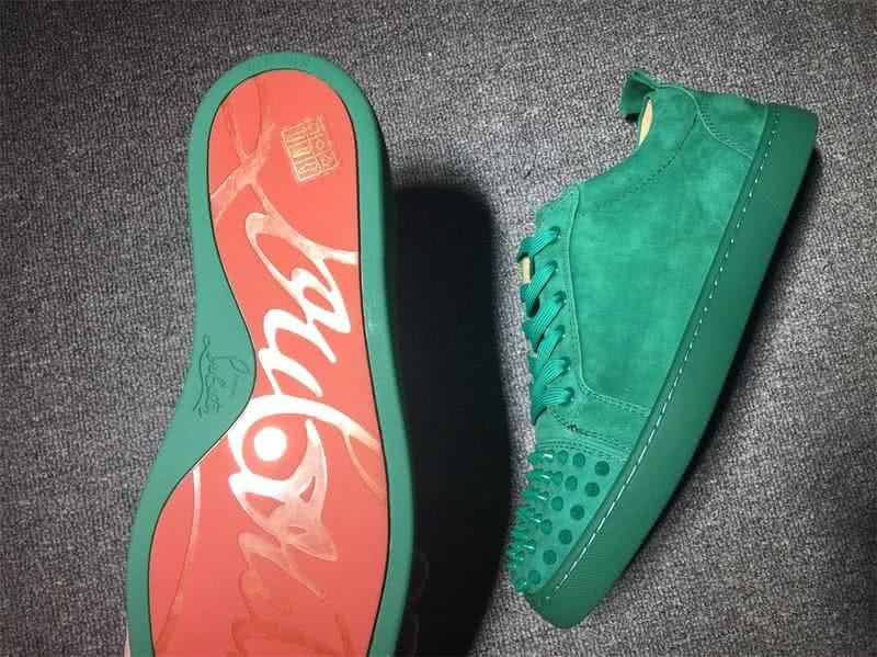 Christian Louboutin Low Top Lace-up Green Suede And Rivets On Toe Cap 8