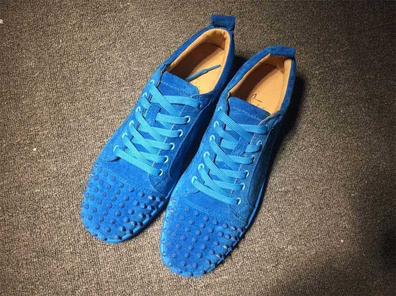 Christian Louboutin Low Top Lace-up Blue Suede And Rivets On Toe Cap 1